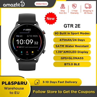 SmartWatch Amazfit Gtr 2e | 24 dias de bateria | 90 esportes |  Alexa