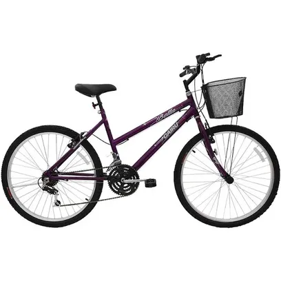 Foto do produto Bicicleta Aro 26 21 Marchas Feminino Com Cesta Bella Cairu - Roxo