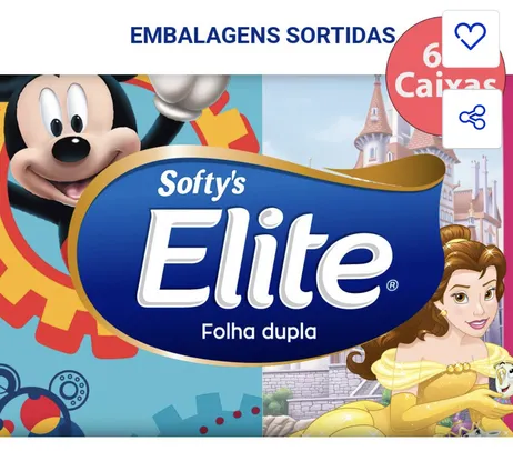 Lenços de Papel Elite Softy’s Kids Folha Dupla - 60 Caixas