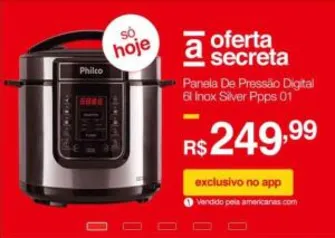 [APP] Panela De Pressão Digital 6l Inox Silver Ppps 01 127v/220v - R$250