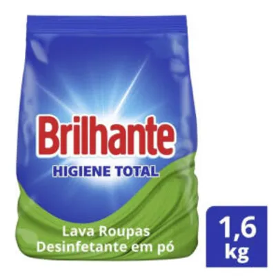 Lava Roupas Sanitizante Em Pó Brilhante Higiene Total 1.6kg - R$ 9