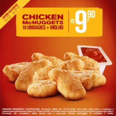 Chicken McNuggets 10 unidades + Molho no McDonald's - R$9,90