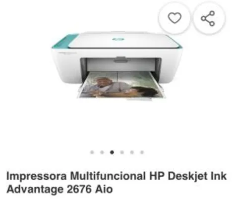 [Cartao Americanas] Multifuncional HP Deskjet Ink Advantage 2676 | R$168