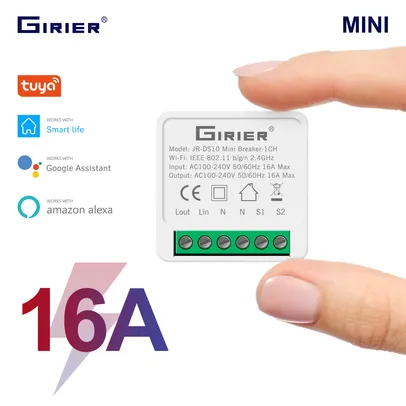 Mini interruptor inteligente wifi diy suporta 2 vias de controle, Girier | R$23 (NOVO USUÁRIO)