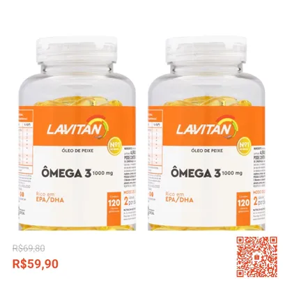 Kit 2 Omega 3 Lavitan 1000mg com 120 comprimidos