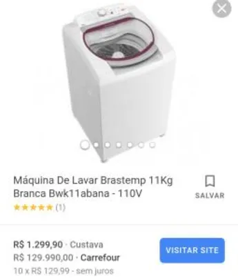 Máquina de Lavar Brastemp 11Kg Branca BWK11ABANA - 110V R$1300