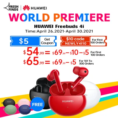 Fone de Ouvido Bluetooth Freebuds Huawei 4I | R$383