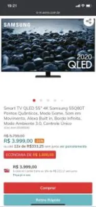 Smart TV QLED 55" 4K Samsung 55Q80T | R$3999