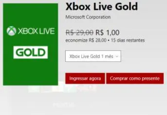 Xbox Live Gold - R$1