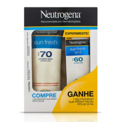 [2 Un. R$ 26,96 cada] Kit Protetor Solar Corporal Neutrogena Sun Fresh FPS70 200ml + Protetor Solar Facial FPS60 50ml - R$27