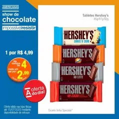 [Americanas - Loja Física] Tablete hersheys 85g/87g/92g | R$ 12