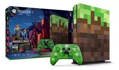 Microsoft Xbox One S 1TB Minecraft Limited Edition  cor verde y marron