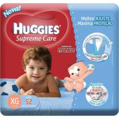 Fraldas Descartáveis Huggies Turma da Mônica Supreme Care Menino Hiper XG - 52 Unidades - R$ 29