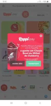 [RappiPay] Envie R$2 para 5 amigos e Ganhe R$15