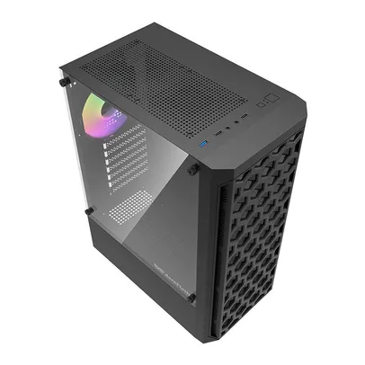 GABINETE GAMER AIGO DARKFLASH DK300, MID-TOWER, VIDRO, COM 4 FANS, PRETO, DK300-BK