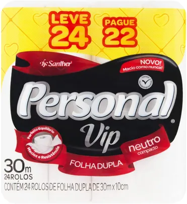 Papel Higiênico VIP Folha Dupla, Personal, 24 unidades ( R$1,07/ o rolo) - R$25,68