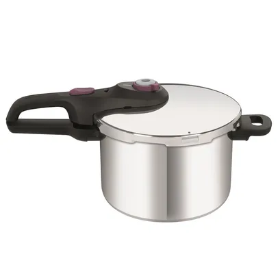 Panela de Pressão com Cesta 6L Rochedo em Aço Inox com Fundo Triplo e 5 Sistemas de Segurança | R$387