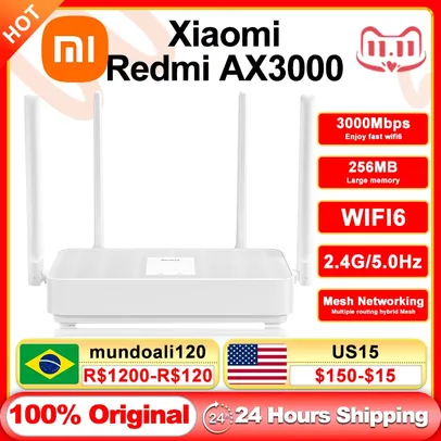 Roteador Xiaomi Redmi Ax3000 Mesh Wifi Gigabit Wifi6 2.4ghz Dual-band 5g Dual-ban