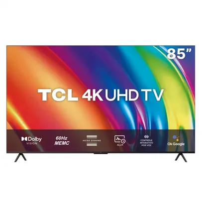 Smart TV LED 85 4K UHD TCL 85P745 HDR, Wifi, Dual Band, Bluetooth, Google Assistant e HDMI 2.1