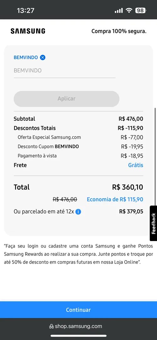 Imagem na descrição da promoção