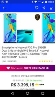 [R$ 2890 com ame] Huawei P30 pro 256gb