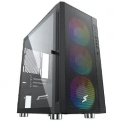 Gabinete Gamer SuperFrame Bunker, Mid Tower, Vidro Temperado, M-ATX, Black, Sem Fonte, Com 3 Fans