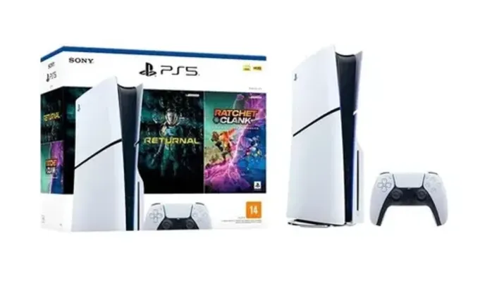 Console Sony PlayStation 5 Slim, Branco + 2 Jogos - 1000038899