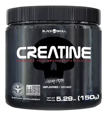 (LEVE 3 450g) Suplemento em pó Black Skull  Creatine creatina monohidratada Creatine sabor  without flavor em pote de 150g