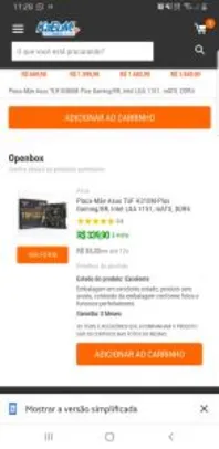 Openbox - Placa-Mãe Asus TUF H310M-Plus Gaming/BR, Intel LGA 1151 | R$340