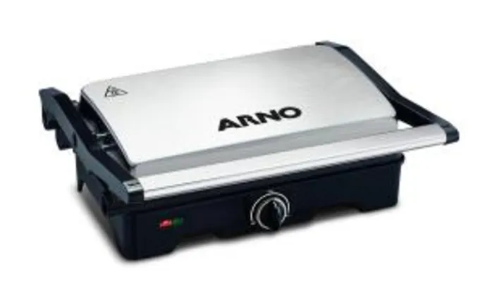 Grill Arno Dual Gnox com Antiaderente – Preto e Inox | R$187