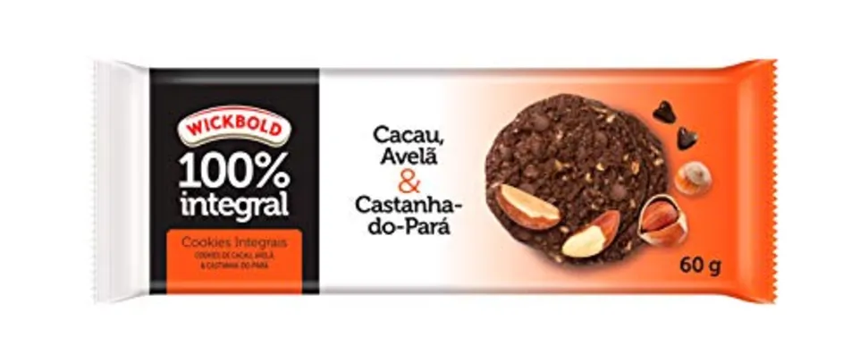 Cookie 100% Int Cacau, Avelã, Cast, WICKBOLD, 60G