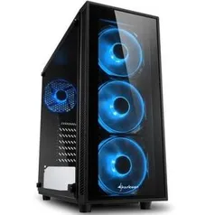 Gabinete Gamer Sharkoon TG4 Blue sem Fonte, Mid Tower, USB 3.0, 4 Fans, Preto com Lateral em Vidro