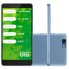 Smartphone Mirage 91S 4G Octa Core 3GB RAM Dual Câmera 16+8MP Tela 5.85' Dual Chip Android 6 Azul | R$489