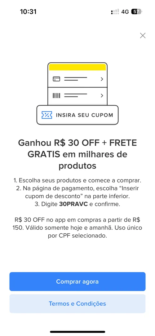 Imagem na descrição da promoção