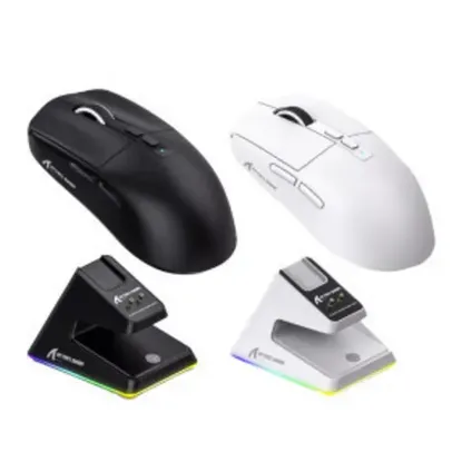 [Taxa inclusa/moedas] Mouse Gamer Attack Shark X6 Sem Fio com Dock de Carregamento - Bluetooth e 2.4Ghz, RGB, Sensor PAW3395