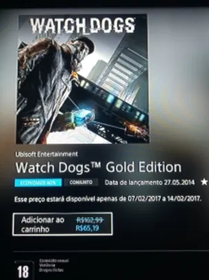 Watch Dogs Gold Edition - PS4 por R$ 65