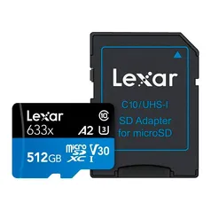 Cartao de Memoria Lexar Blue Series, 512GB, MicroSDXC UHS-I + Adaptador, LSDMI512BBNL633A