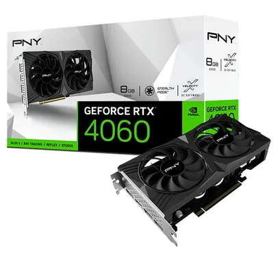 Placa de Vídeo RTX 4060 VERTO Dual Fan PNY NVIDIA GeForce, 8GB GDDR6, DLSS, Ray Tracing  - VCG40608DFXPB1