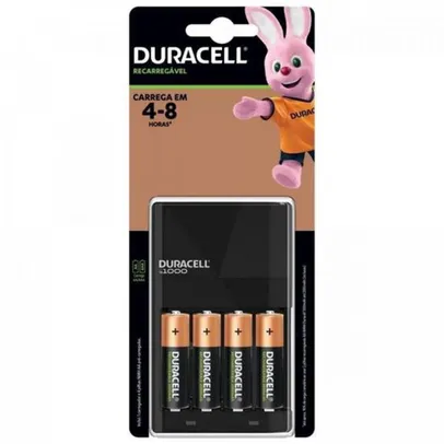 Carregador de pilhas aa/aaa duracell CEF14BR4 + 4 pilhas aa - desligamento automatico