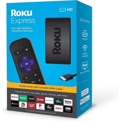 (Internacional + selecionados + ame R$111) Reprodutor de mídia streaming 2019 Roku Express - Importado | R$186