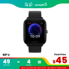 [11.11] Amazfit Bip U, 5ATM, Resistente à Água, Exibição de Cores 