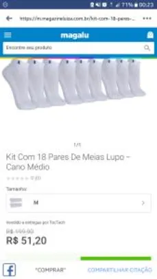 Kit Com 18 Pares De Meias Lupo - Cano Médio R$51