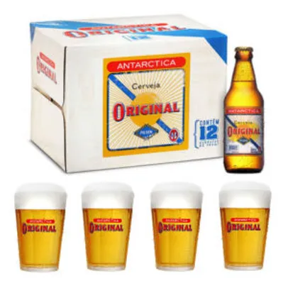 Comprando 12 Cervejas Original 300ml GANHE 4 Copos por R$ 43
