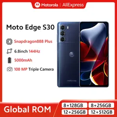 Global motorola moto edge s30 5g snapdragon 888 plus 6.8 fffhd + 144hz+ 12 gigas ram + 256 armazena