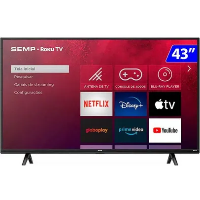 Smart TV Semp LED 43 Full HD Wi-Fi Roku 43R5500