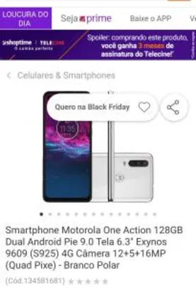Smartphone Motorola One Action 128GB - R$1119