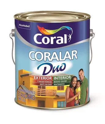 Tinta Acrílica Coralar Duo Exterior e Interior Gelo Galão 3,6L - Coral - Tinta para Parede / Madeira / Aço - Magazine Luiza