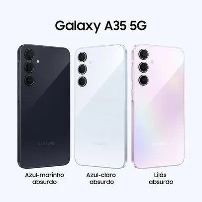 Smartphone Samsung Galaxy A35 5G VERSÃO 128GB 6GB RAM, Tela 6.6 Super AMOLED 120Hz, NFC, IP67 Proteção Água e Poeira