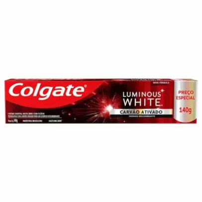 Pasta de Dente Colgate Luminous White Carvão Ativado com Flúor 140g(Leve 2 por  R$ 9,68 cada)