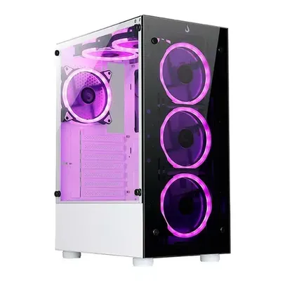 [App] Gabinete Gamer Rise Mode Glass 06X Frost, Mid Tower, Frontal e Lateral em Vidro Temperado, Branco - RM-WT-06X-FW